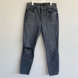 GRLFRND Karolina Distressed High Waisted 98% Cotton Straight Jeans Black